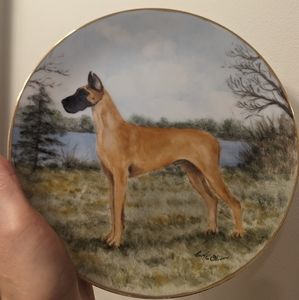 Hand-painted Great Dane dog plates